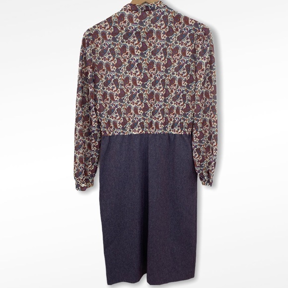 VTG Paul Alfred Paisley Tie Neck Secretary Dress - Picture 4 of 10